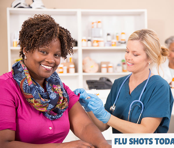 woman getting flu shot