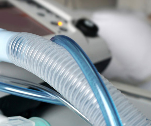 close up of ventilator machine and hoses